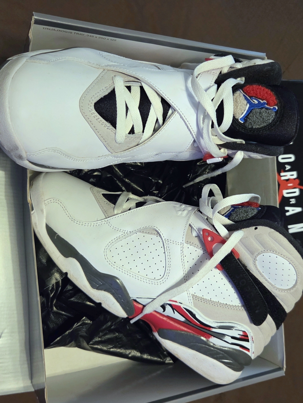 Jordan White, Red & Black Retro Basketball Sneakers